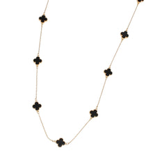 Load image into Gallery viewer, Long Necklace Gold Black Quatrefoil 12 Motifs
