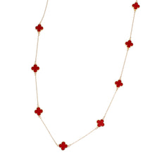 Load image into Gallery viewer, Long Necklace Red Black Quatrefoil 12 Motifs
