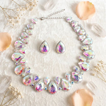 Load image into Gallery viewer, Silver Aurbo Glass Teardrop Crystal Collar Necklace
