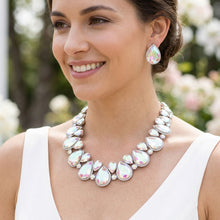 Load image into Gallery viewer, Silver Aurbo Glass Teardrop Crystal Collar Necklace
