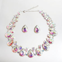 Load image into Gallery viewer, Silver Aurbo Glass Teardrop Crystal Collar Necklace

