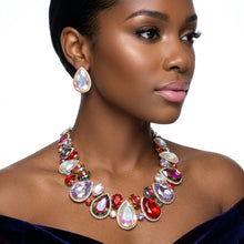 Load image into Gallery viewer, Light Multi Glass Teardrop Crystal Collar Necklace
