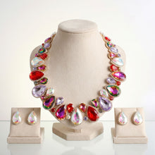 Load image into Gallery viewer, Light Multi Glass Teardrop Crystal Collar Necklace
