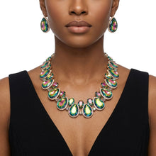 Load image into Gallery viewer, Pink Green Glass Teardrop Crystal Collar Necklace
