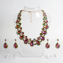 Load image into Gallery viewer, Pink Green Glass Teardrop Crystal Collar Necklace
