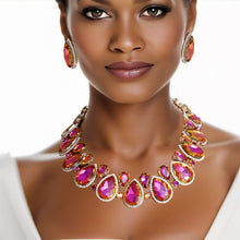 Load image into Gallery viewer, Purple Mix Glass Teardrop Crystal Collar Necklace

