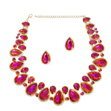 Load image into Gallery viewer, Purple Mix Glass Teardrop Crystal Collar Necklace
