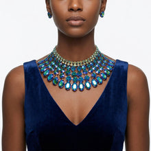 Load image into Gallery viewer, Blue Oval Glass Crystal 6 Row Formal Necklace Set
