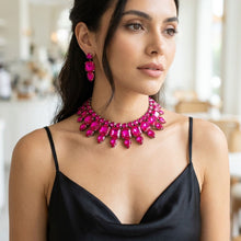 Load image into Gallery viewer, Fuchsia Glass Crystal Collar Red Carpet Necklace
