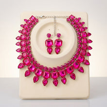 Load image into Gallery viewer, Fuchsia Glass Crystal Collar Red Carpet Necklace

