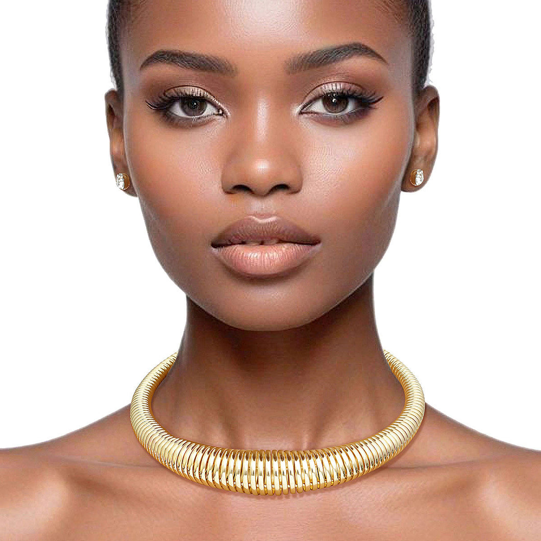 Choker Gold Spring Coil Necklace for Women