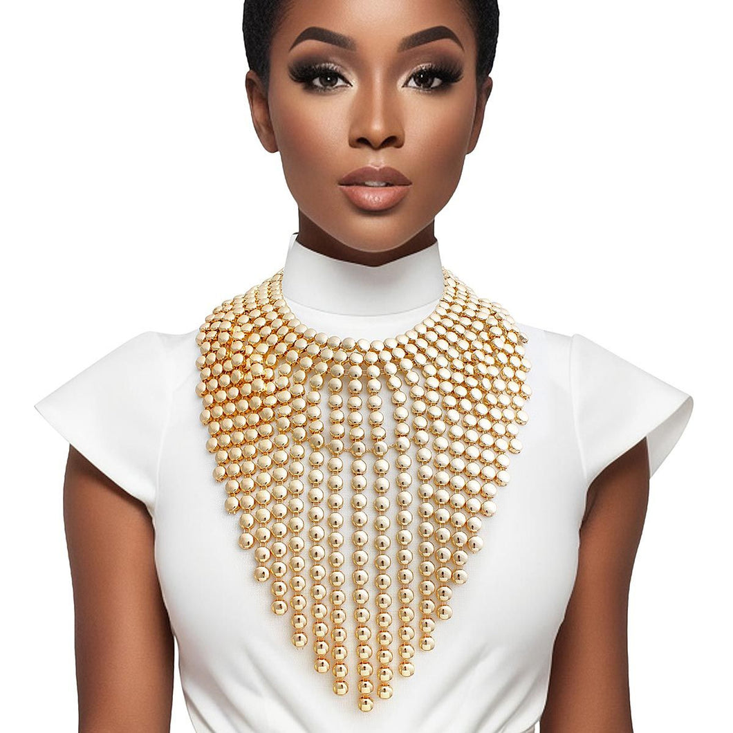 Chainmail Choker Gold Fringe Set for Women