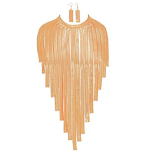 Load image into Gallery viewer, Necklace Gold Chain Long Drop Fringe Bib Set Women
