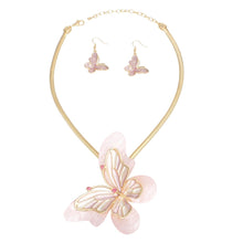 Load image into Gallery viewer, Necklace Light Pink Butterfly 3D Pendant Set Women
