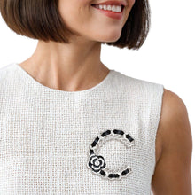 Load image into Gallery viewer, Brooch Silver and Black C French Girl Camellia Pin
