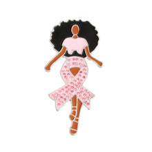 Load image into Gallery viewer, Brooch Silver Light Pink Black Woman Cancer Pin
