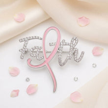 Load image into Gallery viewer, Breast Cancer Brooch Silver Faith Light Pink Ribbon
