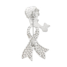 Load image into Gallery viewer, Breast Cancer Silver Light Pink Ribbon Legs Brooch
