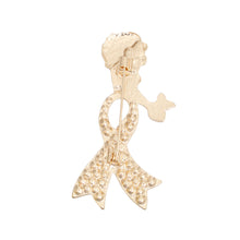 Load image into Gallery viewer, Brooch Gold Pink Woman Breast Cancer Legs Pin
