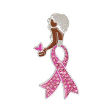 Load image into Gallery viewer, Breast Cancer Silver Pink Ribbon Legs Brooch Pin
