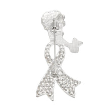 Load image into Gallery viewer, Breast Cancer Silver Pink Ribbon Legs Brooch Pin
