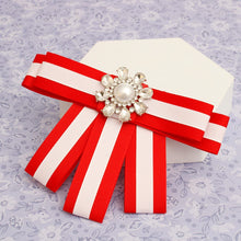 Load image into Gallery viewer, Red White Bow Tie Style Brooch
