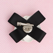 Load image into Gallery viewer, Brooch Clip White Faux Leather Camellia Ribbon Pin
