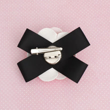 Load image into Gallery viewer, Brooch Clip Pink Faux Leather Camellia Ribbon Pin
