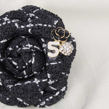 Load image into Gallery viewer, Brooch Couture Black Tweed Camellia Bloom Pin
