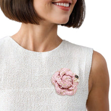 Load image into Gallery viewer, Brooch Couture Pink Tweed Camellia Bloom Pin
