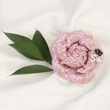 Load image into Gallery viewer, Brooch Couture Pink Tweed Camellia Bloom Pin
