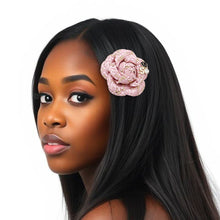Load image into Gallery viewer, Brooch Couture Pink Tweed Camellia Bloom Pin
