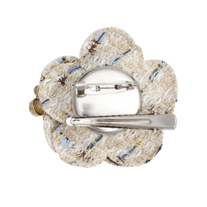 Brooch Couture White Tweed Camellia Bloom Pin