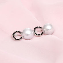 Load image into Gallery viewer, Brooch Iconic Silver Black Pave and Pearl Coco Pin
