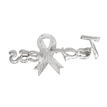 Load image into Gallery viewer, Breast Cancer Silver Fearless Pink Ribbon Brooch
