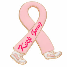 Load image into Gallery viewer, Breast Cancer Gold Keep Going Ribbon Brooch
