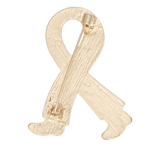 Load image into Gallery viewer, Breast Cancer Gold Keep Going Ribbon Brooch
