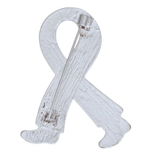 Load image into Gallery viewer, Breast Cancer Silver Keep Going Ribbon Brooch
