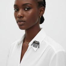Load image into Gallery viewer, Brooch Hair Clip Black White Stripe COCO Shirt Pin
