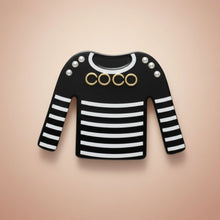 Load image into Gallery viewer, Brooch Hair Clip Black White Stripe COCO Shirt Pin

