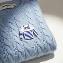 Load image into Gallery viewer, Brooch Hair Clip White Blue Stripe COCO Shirt Pin
