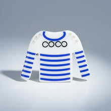 Load image into Gallery viewer, Brooch Hair Clip White Blue Stripe COCO Shirt Pin
