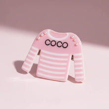 Load image into Gallery viewer, Brooch Hair Clip Pink White Stripe COCO Shirt Pin
