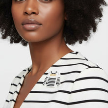 Load image into Gallery viewer, Brooch Hair Clip White Black Stripe COCO Shirt Pin
