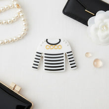 Load image into Gallery viewer, Brooch Hair Clip White Black Stripe COCO Shirt Pin
