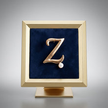 Load image into Gallery viewer, Gold Cursive Z Initial Letter Pearl Brooch Pin
