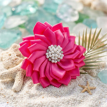 Load image into Gallery viewer, Brooch Fuchsia Flower Pearl Clip and Pin for Women
