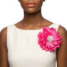 Load image into Gallery viewer, Brooch Fuchsia Flower Pearl Clip and Pin for Women
