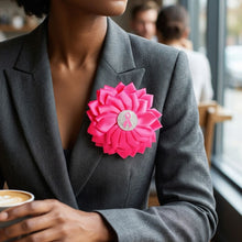 Load image into Gallery viewer, Breast Cancer Fuchsia Flower Brooch and Hair Clip
