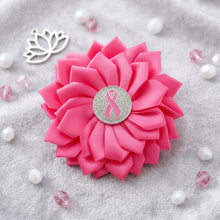 Load image into Gallery viewer, Breast Cancer Fuchsia Flower Brooch and Hair Clip
